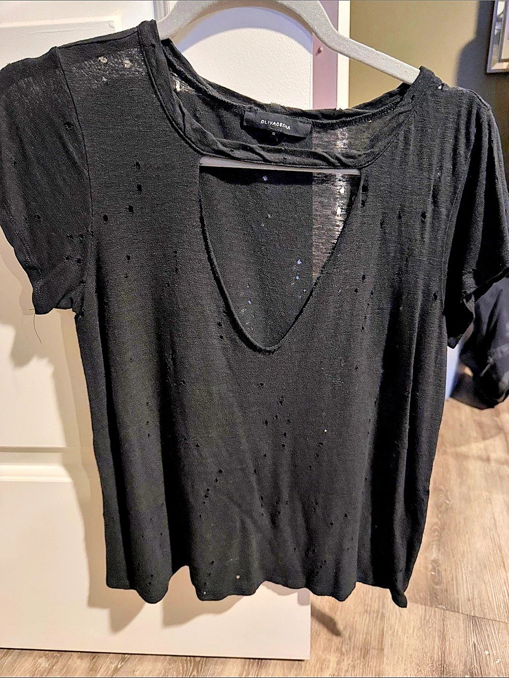 Distressed Black Short Sleeve Tee
